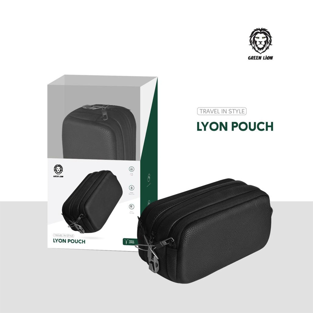 A Photo Of Green Lion Lyon Travel Pouch - Black