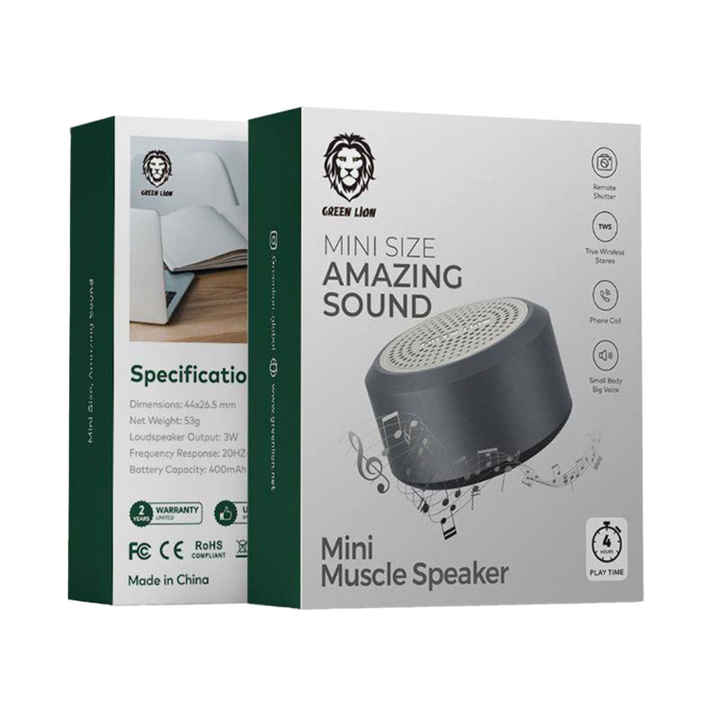 A Photo Of Green Lion Mini Muscle Speaker - Grey - GNMINIMSLSPGY