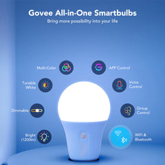 Govee Smart RGBWW Light Bulbs 1200 Lumens - H6009