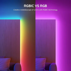 A Photo Of Govee RGBIC LED Strip Lights, 32.8ft Smart LED Lights for Bedroom, Bluetooth App Control, DIY Multicolor Lighting, Music Sync & 64+ Preset Scenes