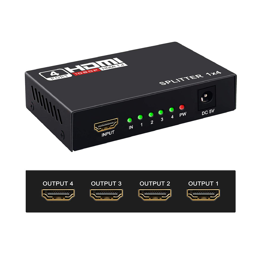 HDMI Splitter 1 in 4 Out - 4K, 32865919107324, Available at 961Souq
