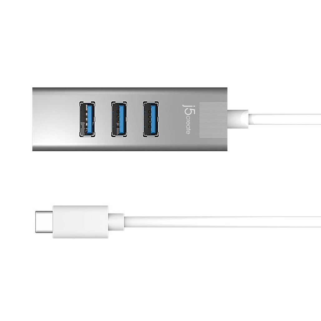 A Photo Of J5Create USB-C™ 4-Port Hub JCH344 - High-Speed USB 3.1 (Gen 1) Hub Compatible with Windows®, macOS®, Linux®, Chrome OS™