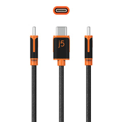 A Photo Of J5Create JUCX24 USB-C™ to USB-C™ Sync & Charge Cable - 6 ft Durable Braided Polyester, High-Speed Data Transfer & Charging