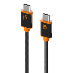 A Photo Of J5Create JUCX24 USB-C™ to USB-C™ Sync & Charge Cable - 6 ft Durable Braided Polyester, High-Speed Data Transfer & Charging