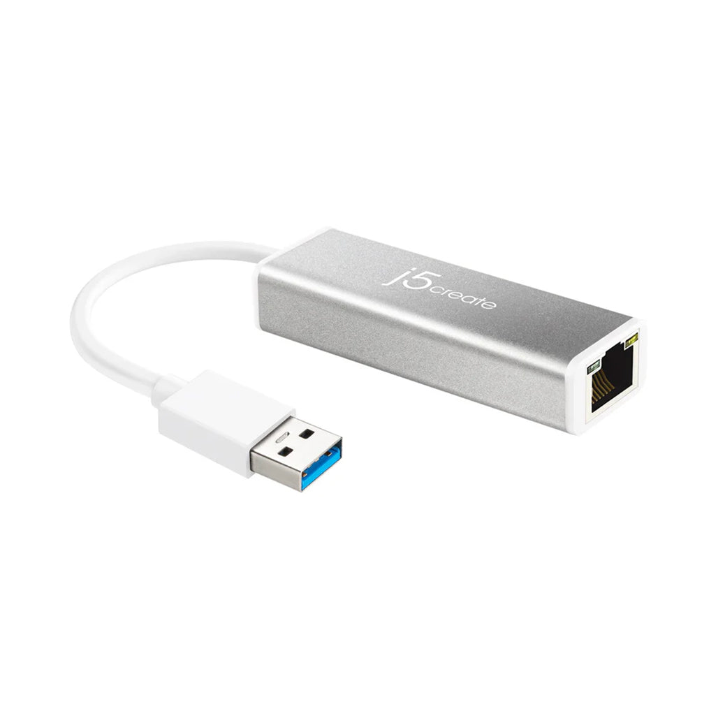 A Photo Of J5Create USB™ 3.0 Gigabit Ethernet Adapter JUE130 – macOS®/Windows®/Chrome OS™ Compatible