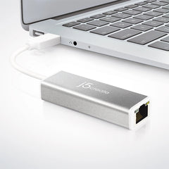 A Photo Of J5Create USB™ 3.0 Gigabit Ethernet Adapter JUE130 – macOS®/Windows®/Chrome OS™ Compatible