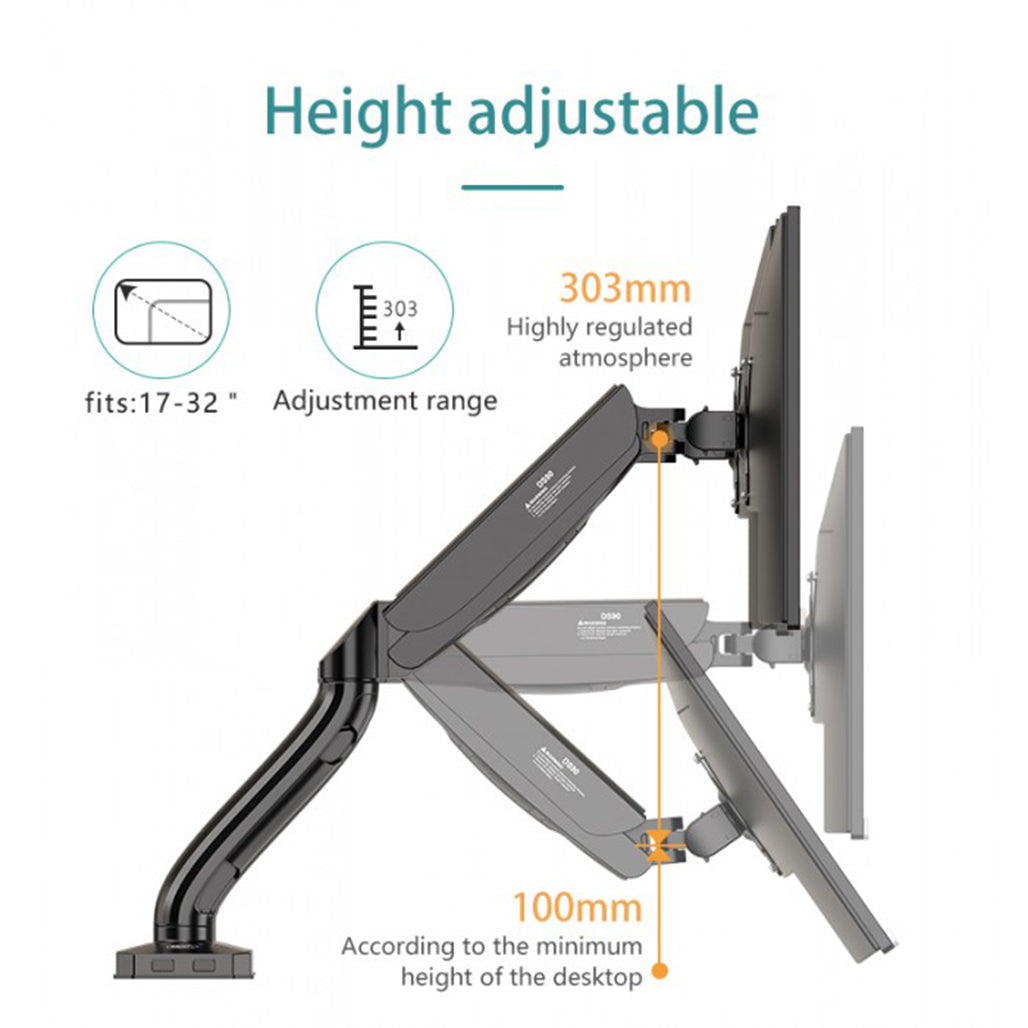 A Photo Of KALOC DS90 Adjustable Monitor Arm with Gas Spring for 17