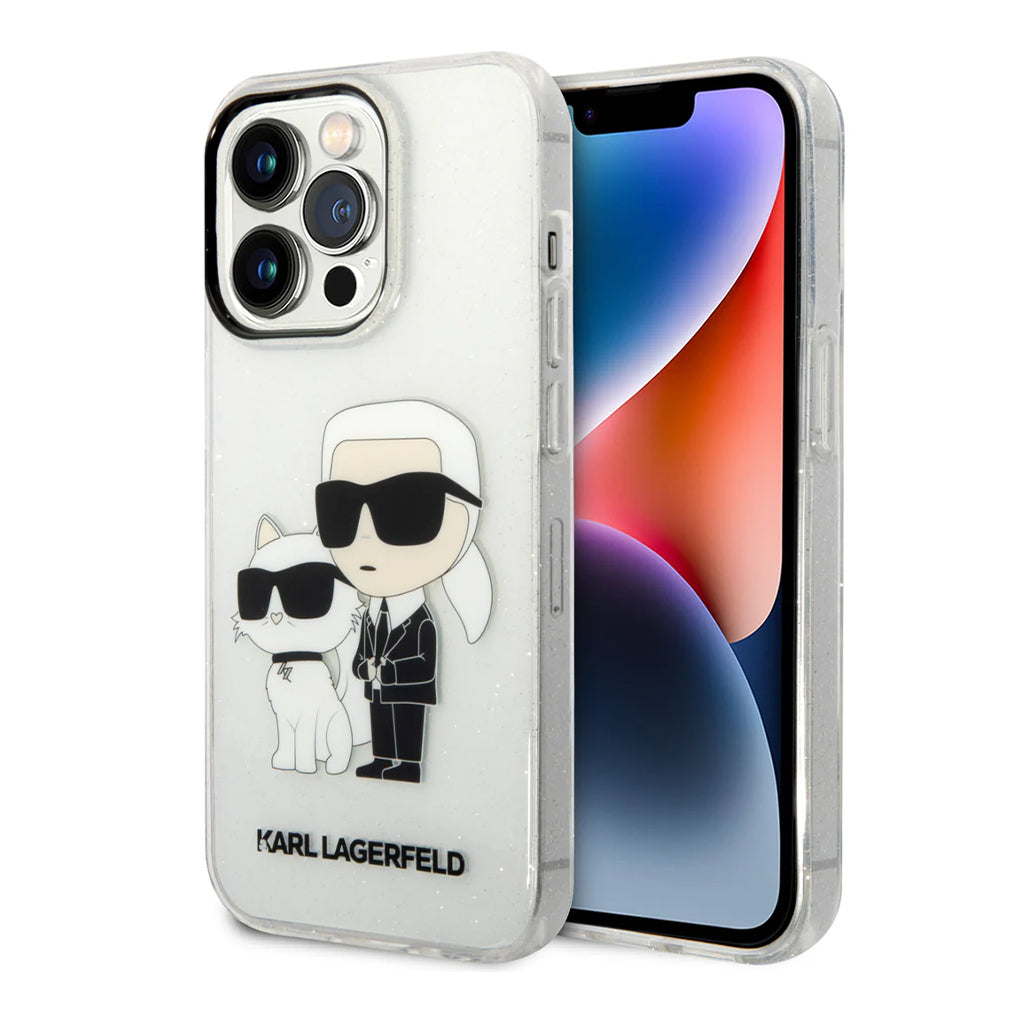 A Photo Of Karl Lagerfeld - IML Glitter NFT Karl & Choupette Hard Case - For iPhone 15 Pro