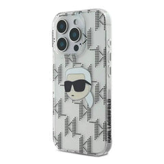 A Photo Of Karl Lagerfeld IML Electroplated Hard Case with Karl Head & Monogram Design for iPhone 16 Pro Max – Luxury and Durable Protection