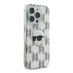 A Photo Of Karl Lagerfeld IML Electroplated Hard Case with Karl Head & Monogram Design for iPhone 16 Pro Max – Luxury and Durable Protection