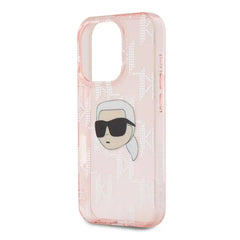 A Photo Of Karl Lagerfeld IML Electroplated Hard Case with Karl Head & Monogram Design for iPhone 16 Pro Max – Luxury and Durable Protection