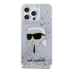 A Photo Of Karl Lagerfeld Liquid Glitter Hard Case with NFT Karl Head for iPhone 16 Pro Max – Sparkling Protection and Premium Design