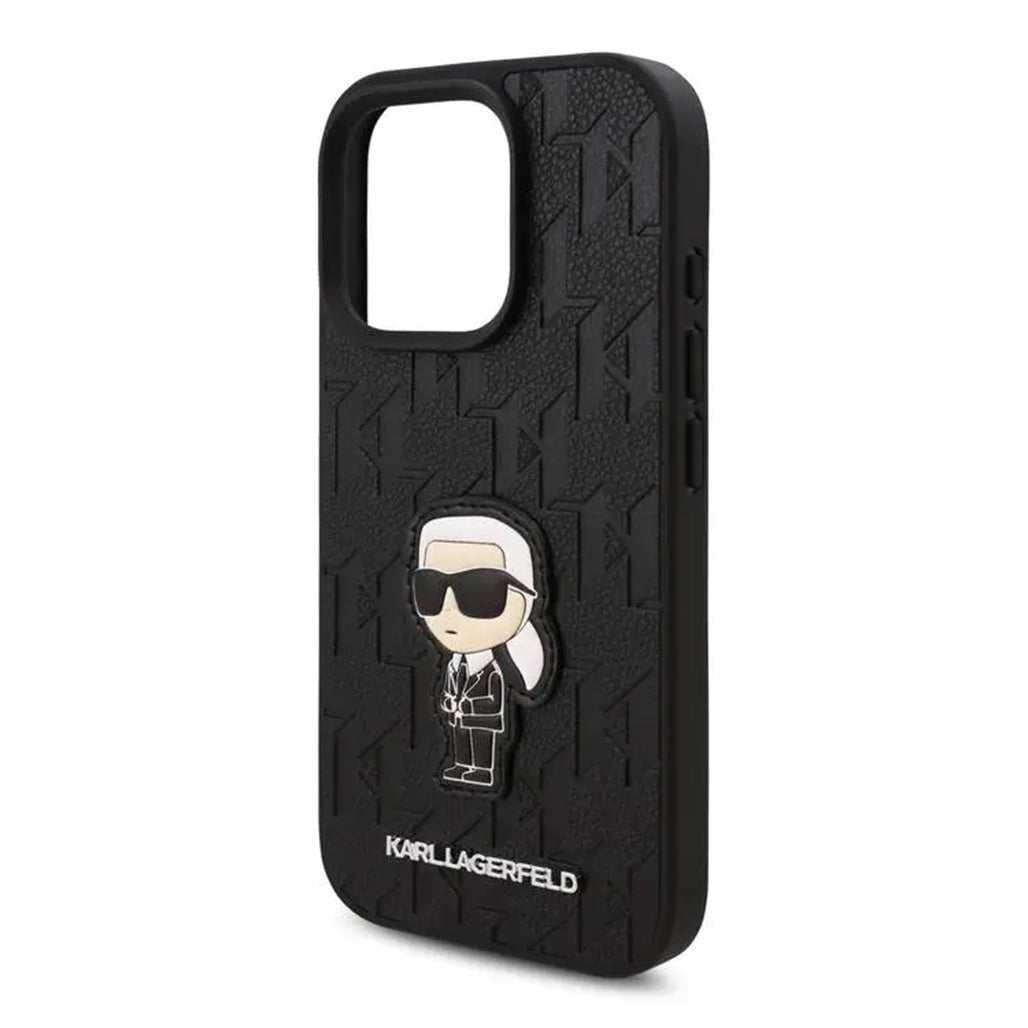 A Photo Of Karl Lagerfeld PU Monogram Karl Patch Hard Case for iPhone 16 Pro – Stylish Protection with Anti-Scratch Surface