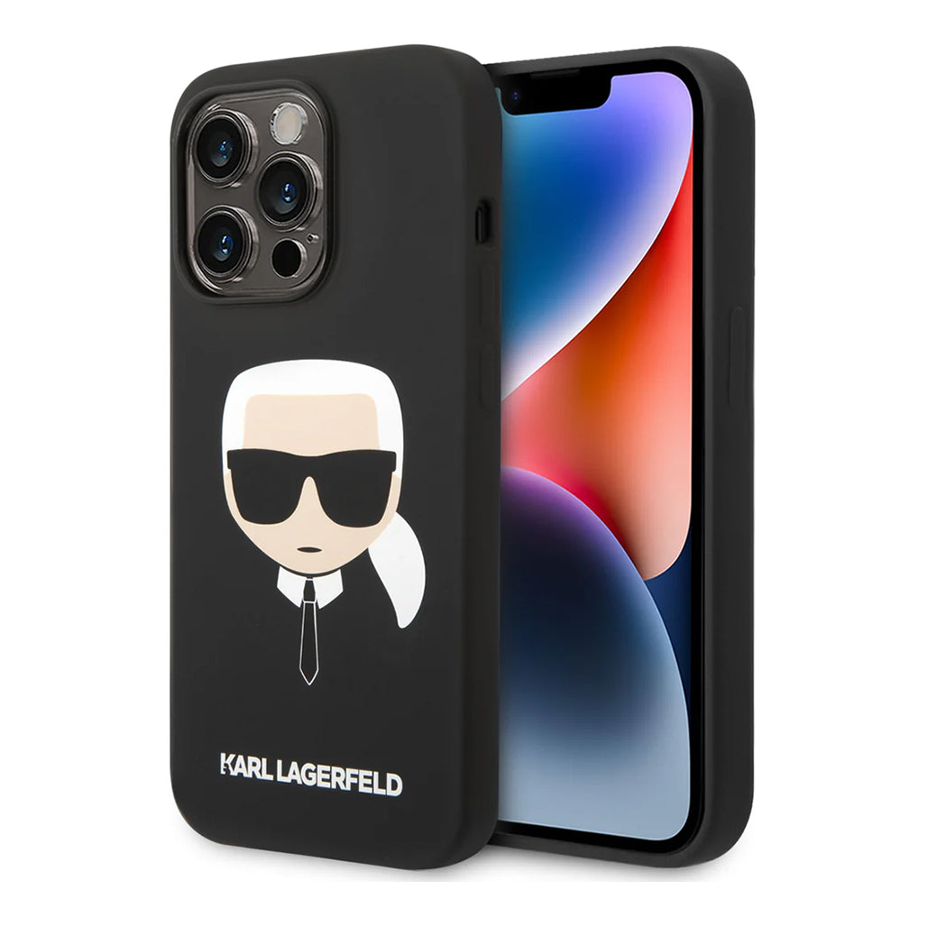 A Photo Of Karl Lagerfeld - Silicone Black Case - for iPhone 14 Pro Max