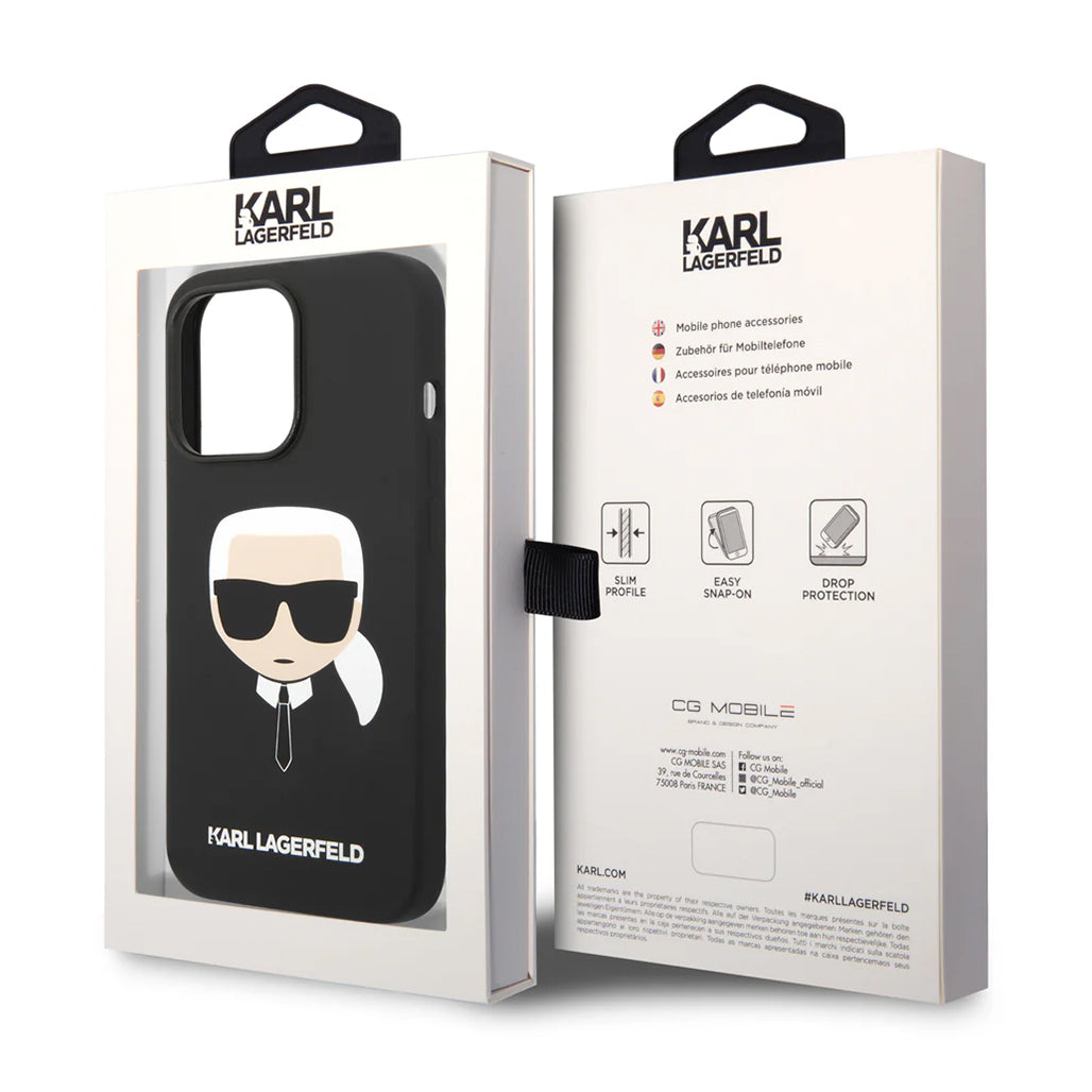 A Photo Of Karl Lagerfeld - Silicone Black Case - for iPhone 14 Pro Max