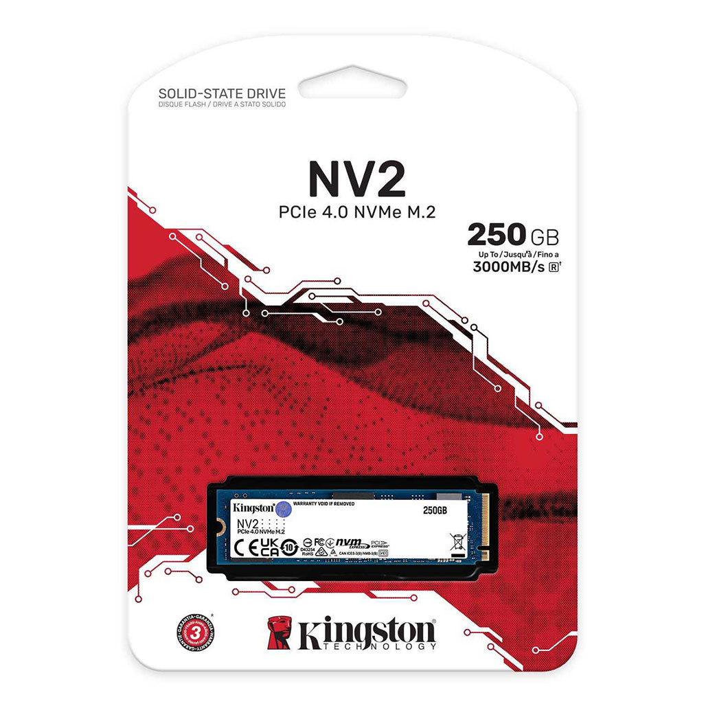 A Photo Of Kingston NV2 PCIe 4.0 250GB NVMe SSD – High-Speed Storage Solution for Compact Systems