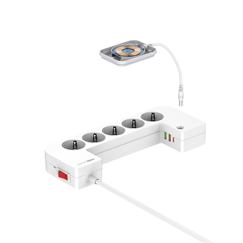 A Photo Of LDNIO SN5311W Management Power Strip Box with Wireless Charging – Multi-Function Surge Protector