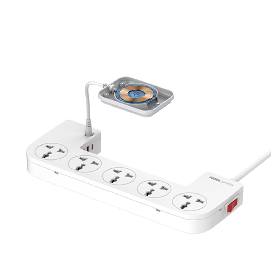 A Photo Of LDNIO SN5311W Management Power Strip Box with Wireless Charging – Multi-Function Surge Protector