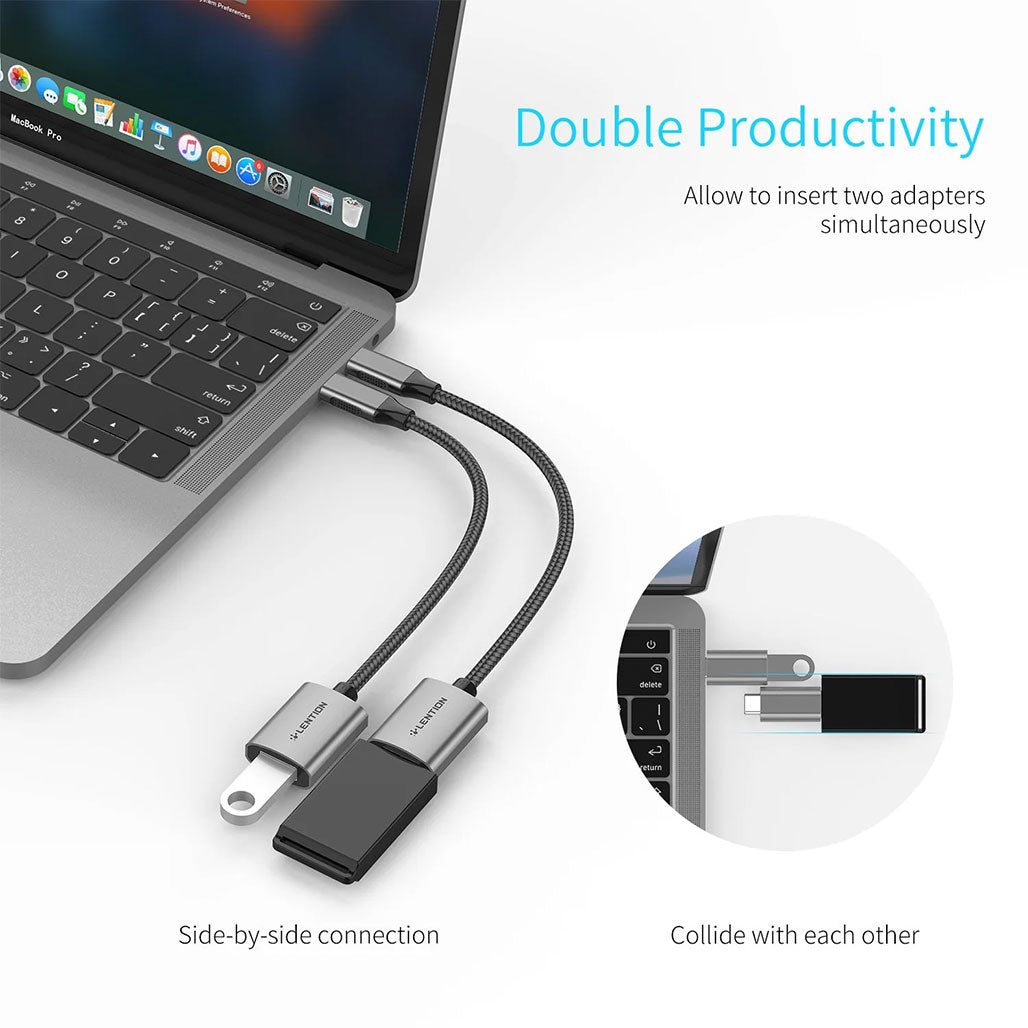 A Photo Of Lention C6 USB-C to USB 3.0 Adapter [2-Pack] | Type C Male to USB A Female OTG Converter (CB-C6)