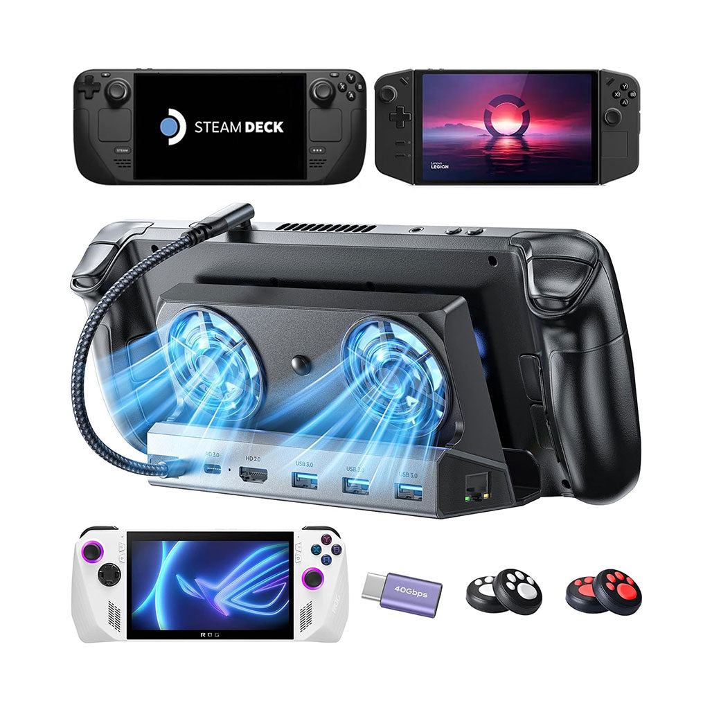 A Photo Of Lisen 8-in-1 Steam Deck OLED Docking Station and Handheld Console Cooler - Universal Compatibility