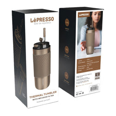 A Photo Of Lepresso Thermal Tumbler with Infusion Filter - 520ml Stainless Steel Insulated Bottle with Reusable Straw