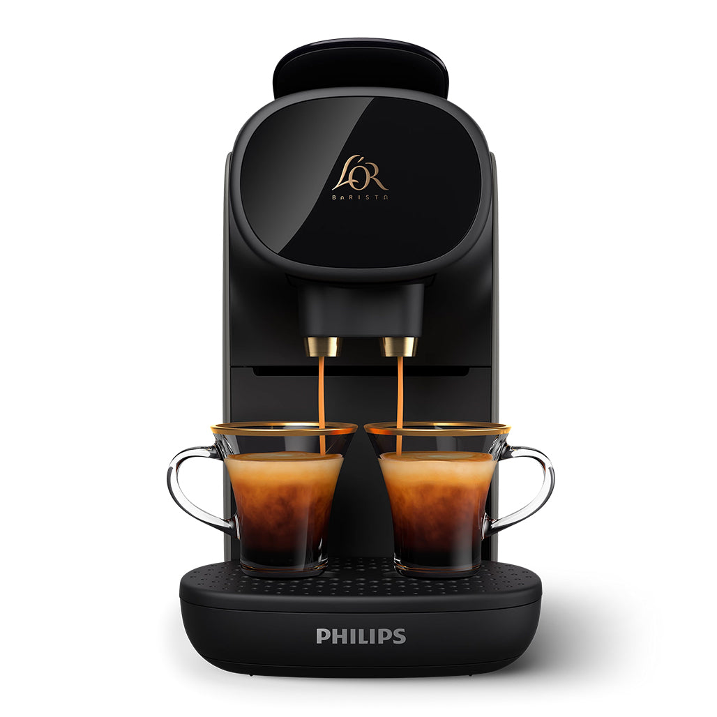 A Photo Of Philips L'OR Barista Sublime Capsule Coffee Machine - Double Shot Espresso Maker with Volume Personalisation, Cashmere Gris