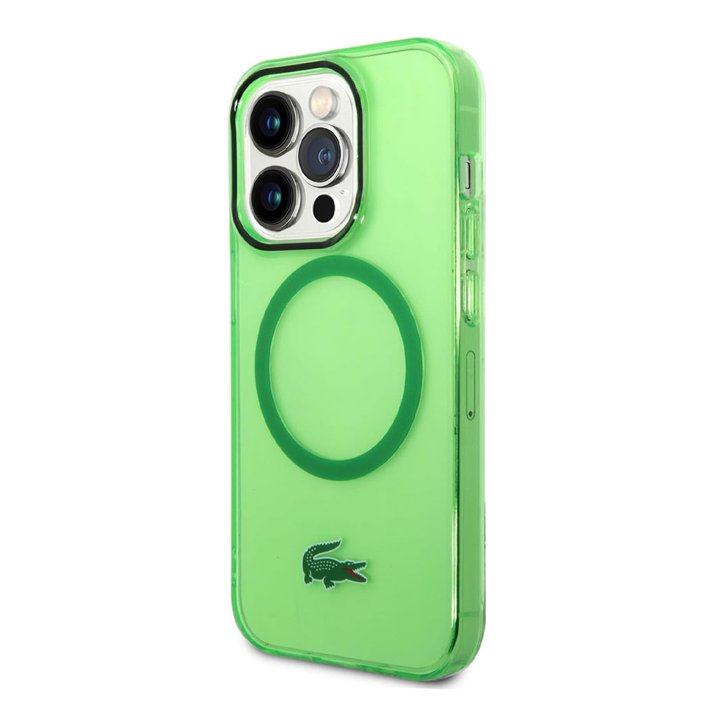 A Photo Of Lacoste MagSafe Transparent Case for iPhone 15 Pro Max - Green