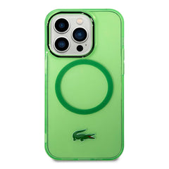 A Photo Of Lacoste MagSafe Transparent Case for iPhone 15 Pro Max - Green