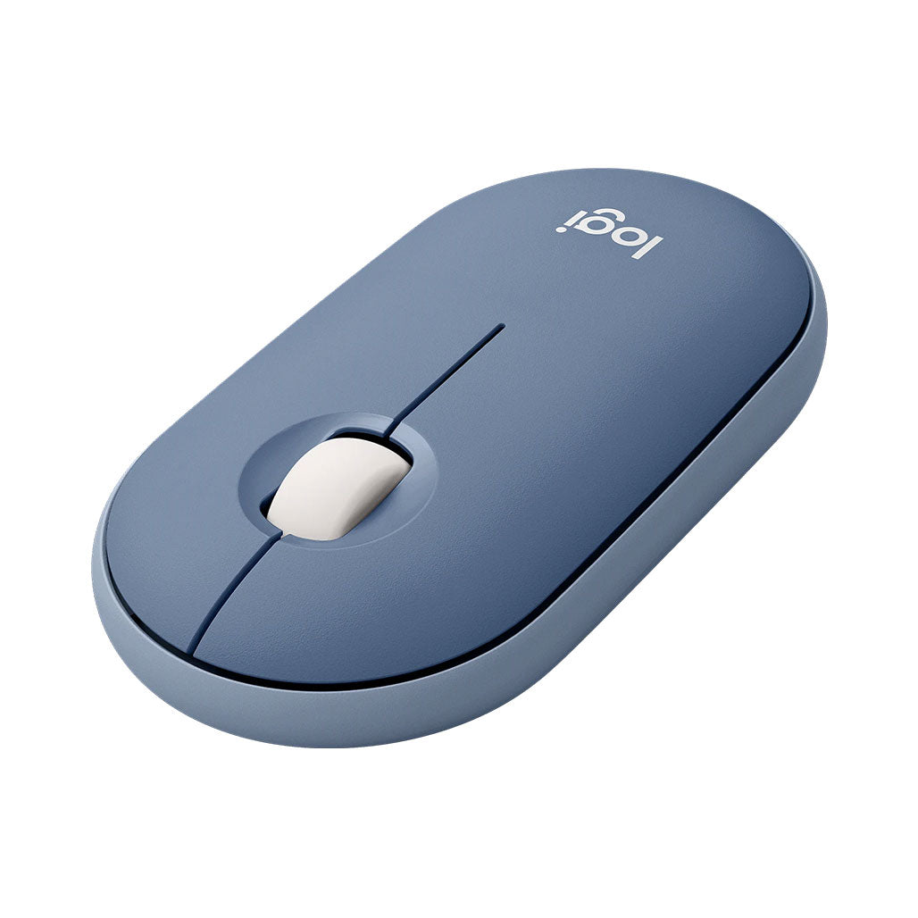 A Photo Of Logitech 910-006753 Pebble M350 - Blueberry - Slim Portable Wireless Mouse, Silent Click, Bluetooth & USB