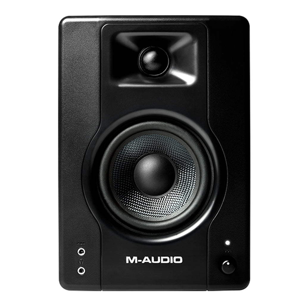 A Photo Of M-Audio BX4 - 4.5” 120-Watt Multimedia Reference Monitors | Black Kevlar Drivers | Perfect for Music Production, Live Streaming, Podcasting (Pair)