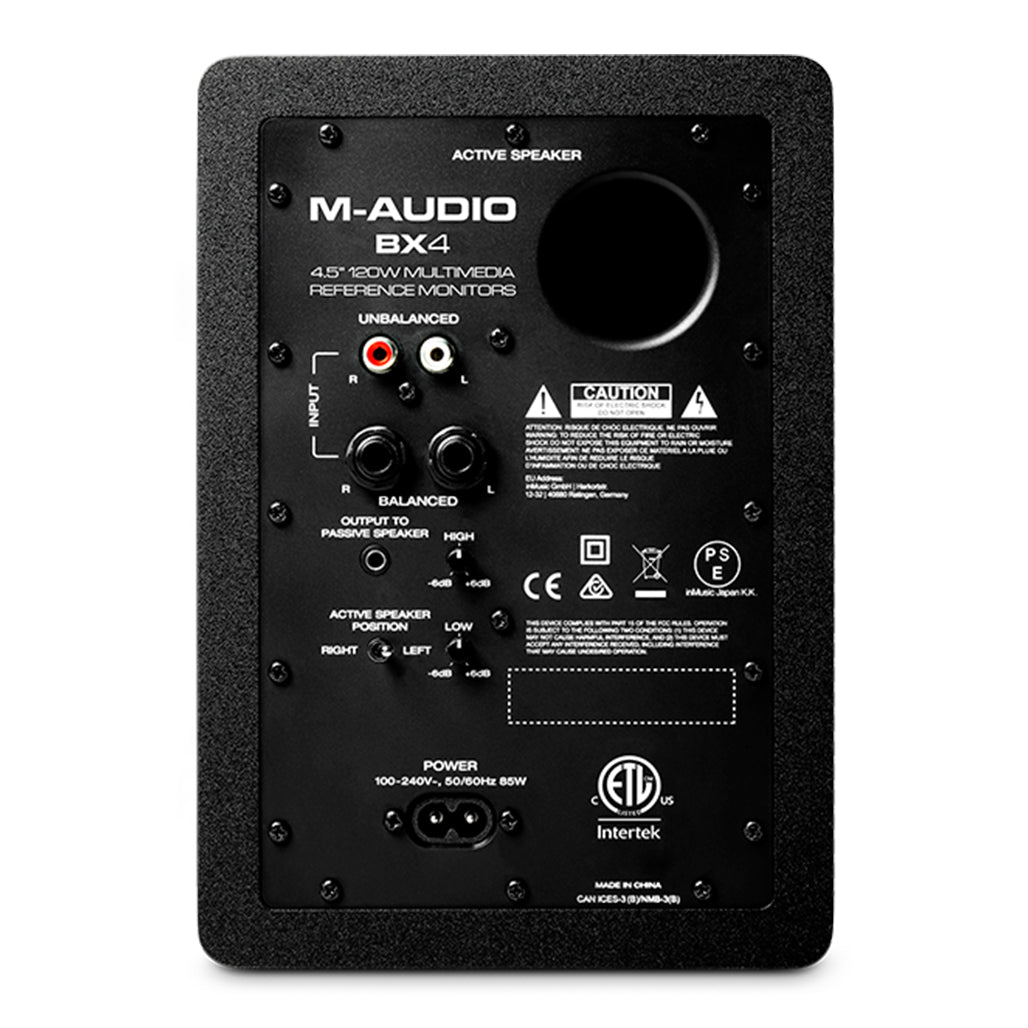 A Photo Of M-Audio BX4 - 4.5” 120-Watt Multimedia Reference Monitors | Black Kevlar Drivers | Perfect for Music Production, Live Streaming, Podcasting (Pair)