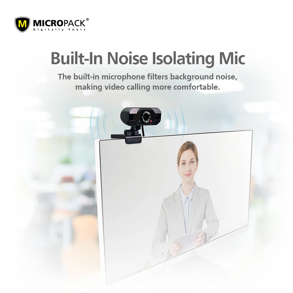 A Photo Of Micropack MWB-16 - 720P HD Webcam with 1 Million Pixels, Noise Isolating Mic, and USB 2.0 Plug-and-Play