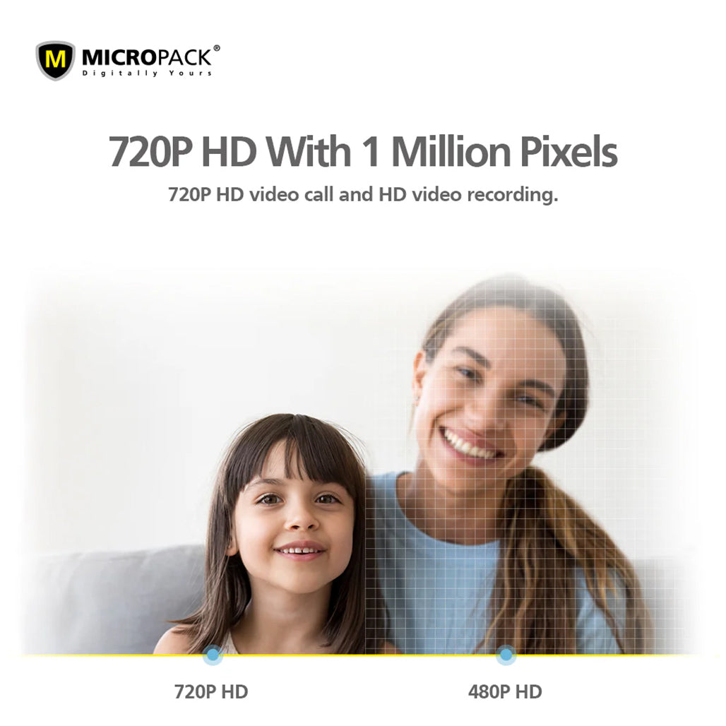 A Photo Of Micropack MWB-16 - 720P HD Webcam with 1 Million Pixels, Noise Isolating Mic, and USB 2.0 Plug-and-Play