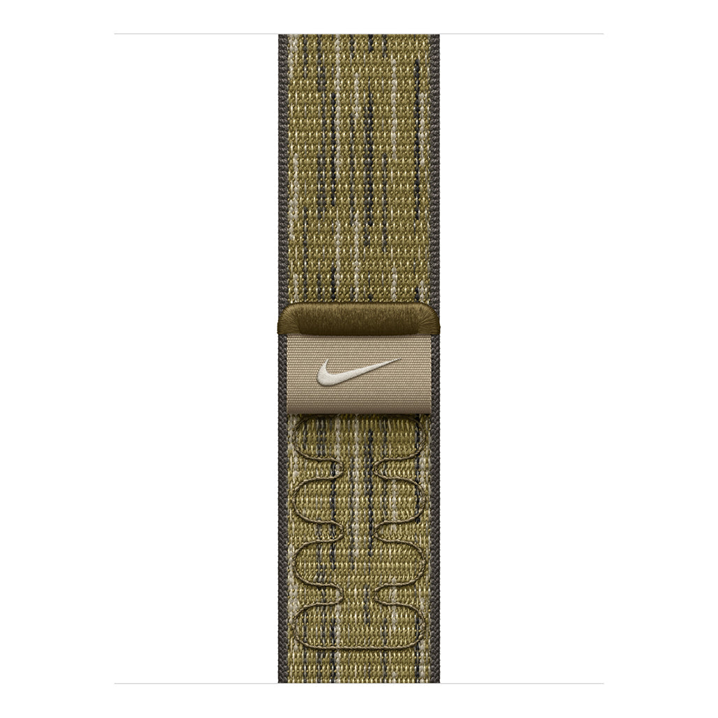 A Photo Of Apple 42mm Nike Sport Loop - Green/Grey, Breathable and Lightweight Band