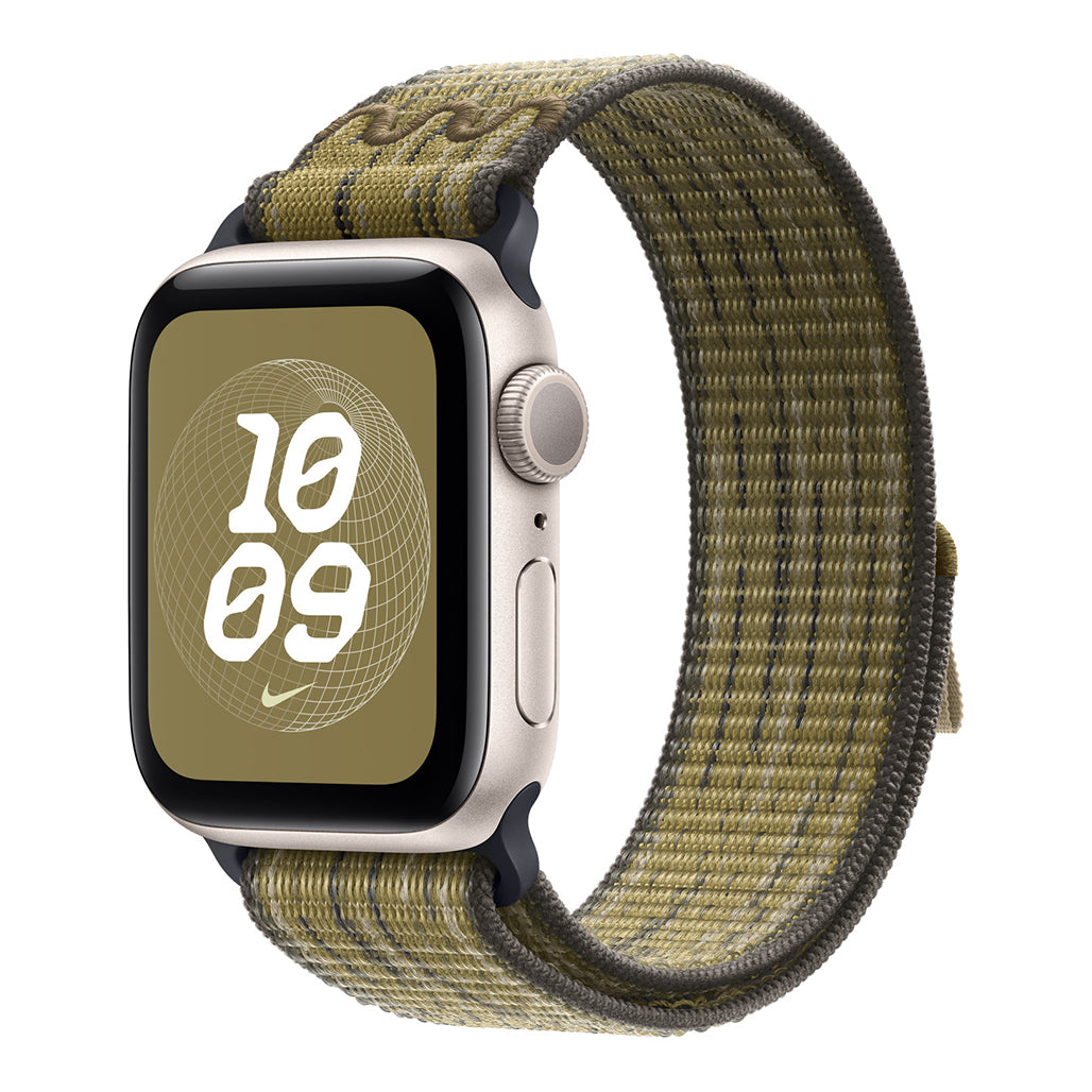 A Photo Of Apple 42mm Nike Sport Loop - Green/Grey, Breathable and Lightweight Band