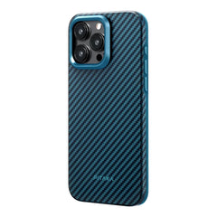 A Photo Of Pitaka MagEZ Case Pro 4 for iPhone 15 Pro 1500D Black/Blue (Twill)