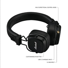 A Photo Of Marshall Major V Wireless On-Ear Headphones - 100+ Hours Playtime, Dynamic Drivers, Wireless Charging