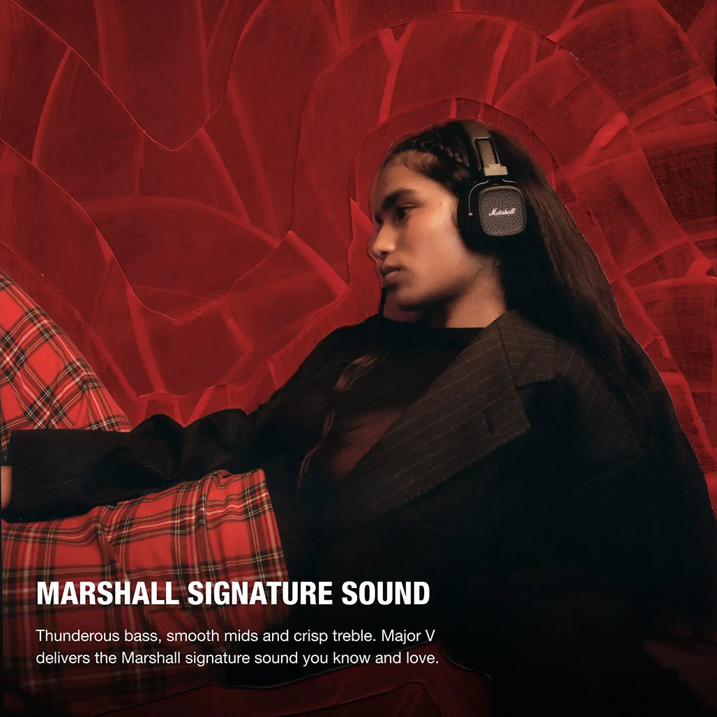 A Photo Of Marshall Major V Wireless On-Ear Headphones - 100+ Hours Playtime, Dynamic Drivers, Wireless Charging