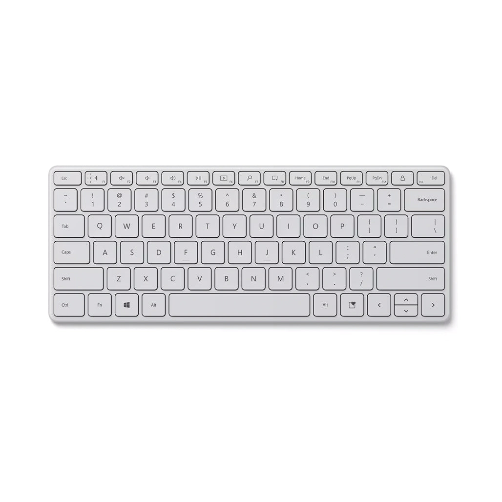 A Photo Of Microsoft Designer Compact Keyboard - Glacier | Wireless Productivity Keyboard with Emoji Key