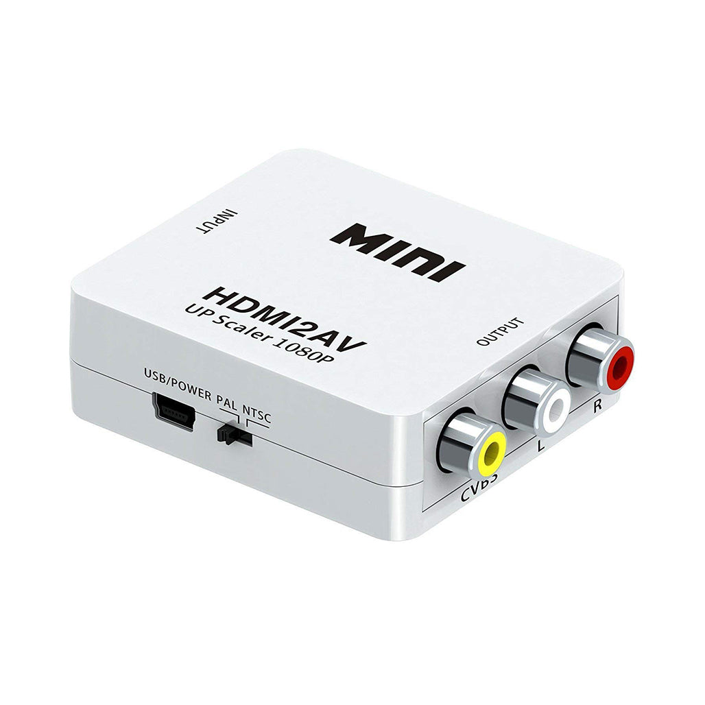 Mini HDMI 2AV Up Scaler 1080P HD Video Converter Media Streaming Device - White, 32925266542844, Available at 961Souq
