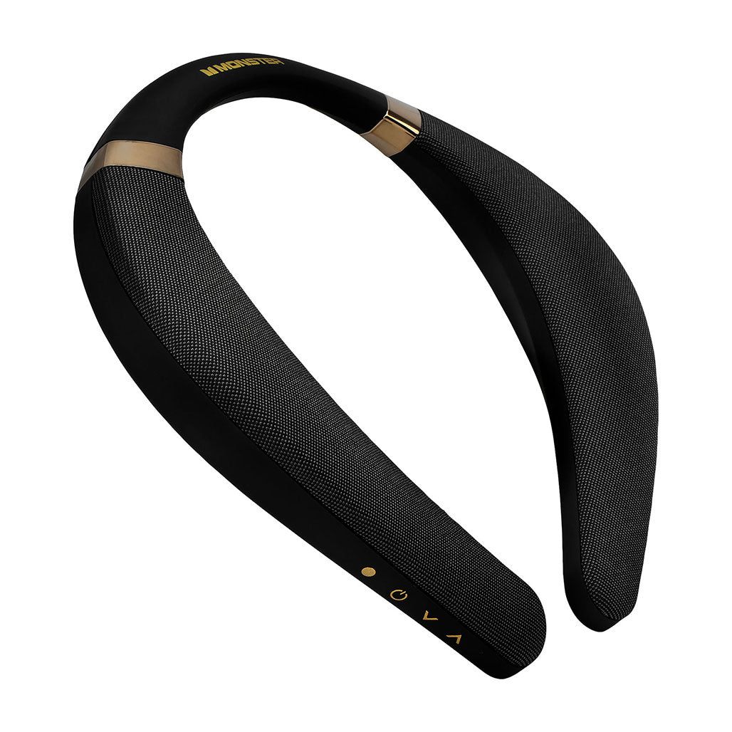 A Photo Of Monster Boomerang Bluetooth Wireless Neckband Speaker - Black | Portable, Sweat-Resistant, 3W, 34mm Drivers