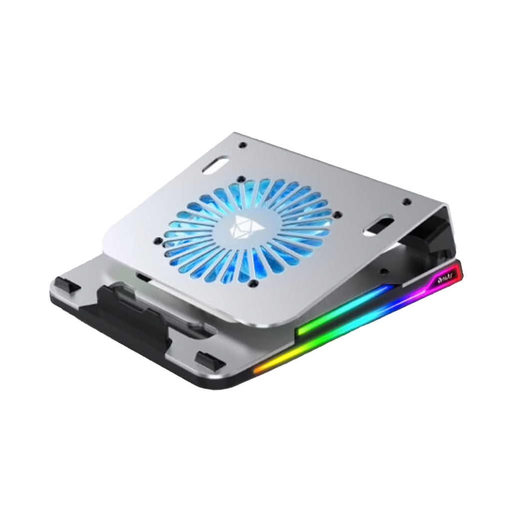 A Photo Of Aluminum Laptop Cooling Pad with RGB Lighting & 1300 RPM Fan for 15.6