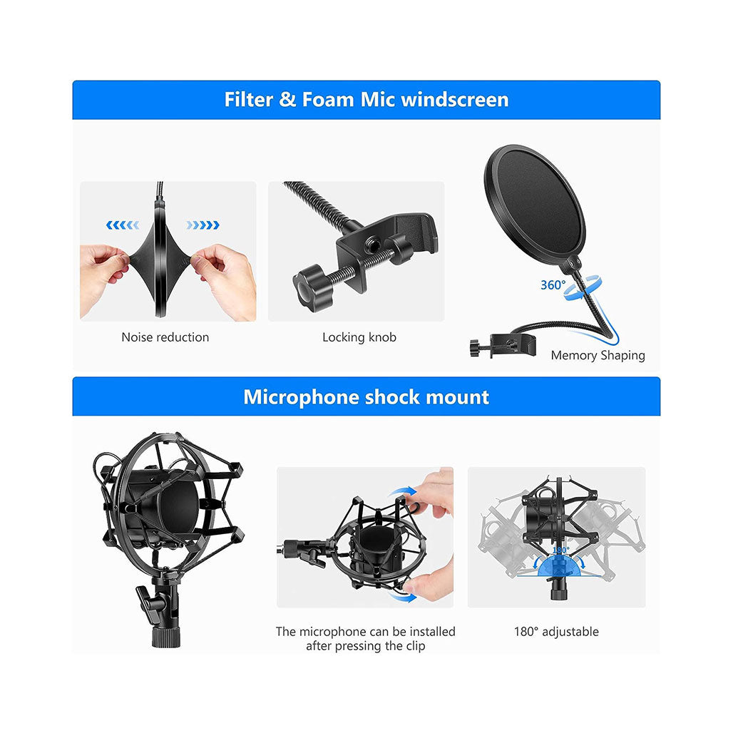 A Photo Of Neewer NW-700 Professional Studio Condenser Microphone Kit with NW-35 Adjustable Scissor Arm Stand and Shock Mount