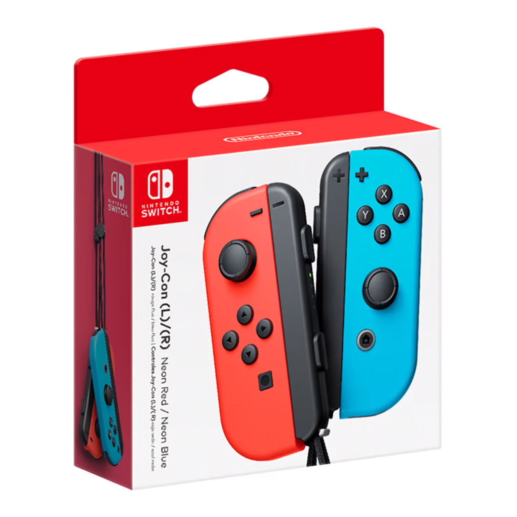 A Photo Of Nintendo Joy-Con (L/R) Neon Red and Neon Blue Controllers