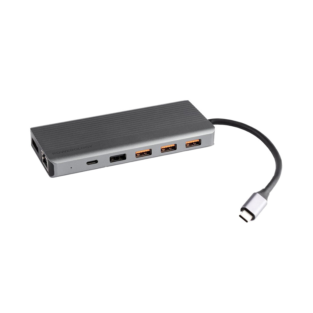 A Photo Of Powerology 13-in-1 USB-C Hub with Dual HDMI, 4K DisplayPort, Ethernet, and SD/MicroSD Card Slots