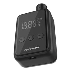 A Photo Of Powerology Super Compact Tire Inflator - Efficient, Portable & Sleek Black Design