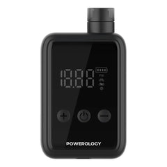 A Photo Of Powerology Super Compact Tire Inflator - Efficient, Portable & Sleek Black Design