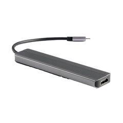 A Photo Of Powerology 6-in-1 Slim 4K HDMI USB-C Hub – High-Speed Data Transfer, PD100W Charging, 4K UHD, Micro SD Slot