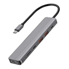 A Photo Of Powerology 6-in-1 Slim 4K HDMI USB-C Hub – High-Speed Data Transfer, PD100W Charging, 4K UHD, Micro SD Slot