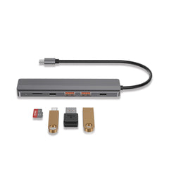 A Photo Of Powerology 6-in-1 Slim 4K HDMI USB-C Hub – High-Speed Data Transfer, PD100W Charging, 4K UHD, Micro SD Slot